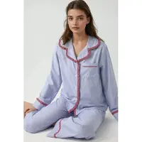 Hiccups for Kids Kariertes Baumwoll-Pyjama-Set mit Hemdkragen