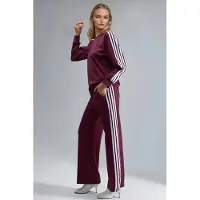 Hiccups for Kids Gestreiftes Sweatshirt mit Rundhalsausschnitt und gerade geschnittene Hose Coord