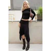 Hiccups for Kids Drapierter Normaler Taillen Asymmetrischer Flexibler Midirock