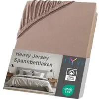 NYVI Spannbettlaken DreamScience Heavy Jersey - Spannbetttuch, Formstabil, 160g/m2, Rundum-Gummizug, Bügelfrei Farbe:nougat;Größe:120x200 - 130x200 cm