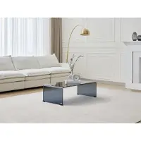 Vente-unique Couchtisch - gebogenes getöntes Sicherheitsglas - Schwarz - ALONZO