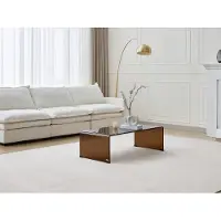 Vente-unique Couchtisch - gebogenes Sicherheitsglas - Braun - ALONZO
