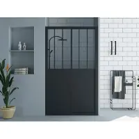 Vente-unique Duschschiebetür schwarz matt Werkstattstil - 120 x 195 cm - ANAKAO