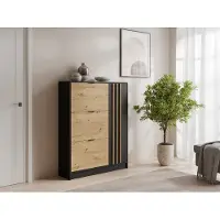 Vente-unique Schuhschrank mit 1 Tür & 3 Fächern - Holzfarben & Schwarz - JANAKIA 15129422