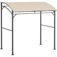 Northio Grillpavillon, Grillüberdachung, Regenschutz Mit Uv-Beständig, Gartenpavillon Mit Haken, Stahlrahmen, Polyester, Beige, 215 X 150 X 220 Cm