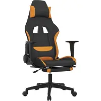 vidaXL Gaming-Stuhl mit Massage & Fußstütze Schwarz und Orange Stoff