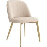 MODFU Esszimmerstuhl 4er-Set Ergonomisch gestaltetes Design mit Goldfarbenen Metallbeinen Polsterstuhl bequem und atmungsaktiv Beige