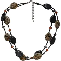 Steuer Modeschmuck Collier zweireihig mit Kunststoffelementen schwarz und braun
