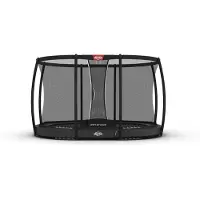 Berg Bodentrampolin Grand Champion InGround 350 + Sicherheitsnetz Deluxe Grau
