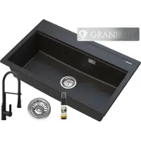 Granitan | Granitspüle ASTI - große Kammer - gold-schwarz - modernes Design - komfortabel und elegant