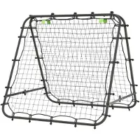 JTI Fußball Rebounder Kickback Tor Rückprallwand Netz beidseitiger Rückprall Verstellbar in 5 Stufen für Fußball Training Stahl Schwarz 100 x 95 x 90 cm