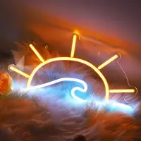 Rosikey Sonne Neonschild Sonnenaufgang Wandleuchte, USB LED Neon Nachtlichter Neonlicht für Party Bar Gaming Schlafzimmer Kinder Zimmer Wand Deko