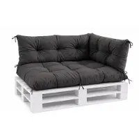 VBChome Palettenkissen 120x80 120x40 70x40 cm Europaletten Möbel Palettenauflage Garten Balkon 12 Farben mit Schaumstoffflocken Füllung Graphit 3-TLG