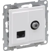Legrand SUNO TV-Buchse Typ F 1,5 dB + RJ45 Kat. 6 UTP weiss 721162