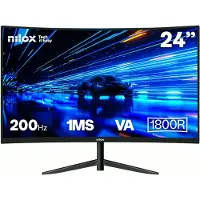 Nilox MONITOR 23 8 CURVO 200HZ HDMI DP, 60,5 cm (23.8"), 1920 x 1080 Pixel, Full HD, LCD, 1 ms, Schwarz