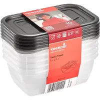 Keeeper Frischhaltedose fredo fresh, 5x 0,5 Liter, eckig Unterteil: transparent, Deckel: grau, Deckel mit