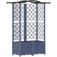 vidaXL Hochbeet mit Rankgitter und Dach Grau 122 x 40 x 138 cm PP