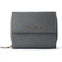 Lazarotti Leder Geldbörse Bologna Leather Wallet With 8 Card Slots Grey grau