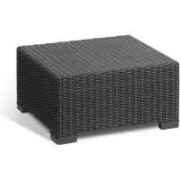 Allibert Keter California Gartentisch aus Kunststoff, runde Rattanoptik, graphit, 68 x 68 x 35 cm
