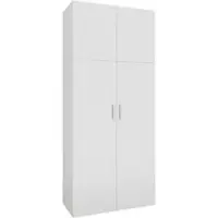 Vicco Mehrzweckschrank Ingo, weiß, für Staubsauger, mit 8 Fächern, aus Holz, 80 x 182,4 x 37 cm