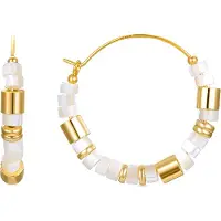 Luxenter Sterling Silber 925 Ohrringe mit weißem Perlmutt in 18K Gelbgold - Wicoy