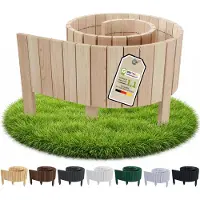 Pemicont Floranica Beetumrandung Holz 30 cm hoch x 200 cm, Unbehandelt – gerade Oberkante, Rollborder aus Kiefernholz, Beetzaun