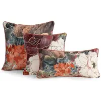 Eurofirany EUROFIRANAY PREMIUM Zylindrisches CHLOE-Kissen aus weichem Samt mit Blumenmotivfüllung, 16 x 62 cm