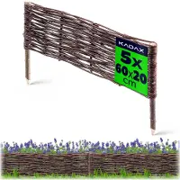 Kadax Palisade aus Weide "Holme", natürlicher Weidenzaun, 20 cm, 5 Stück