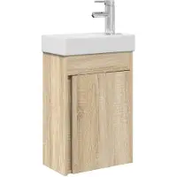vidaXL Badezimmer Waschtischunterschrank mit Wasserhahn Sonoma-Eiche