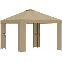 vidaXL Pavillon 3 x 3 m Beige Polyester und Stahl 190 gsm