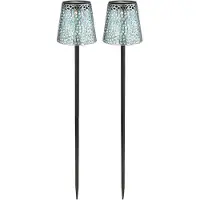 Globo Lighting 2er Set LED Solarleuchte, Metall, schwarz, Dekorstanzung, H 70 cm
