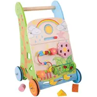 Bigjigs Toys BigJigs Holz Lauflernwagen mit Aktivitätentafel - Blumen Motiv