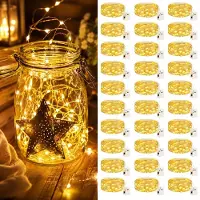 Feilicious 30 Stück Mini LED Lichterkette mit Batterie, 2m, Lichterkette Innen, Geschenk Deko,Zimmer, Hochzeit Weihnachten Party Kupferdraht, E0706