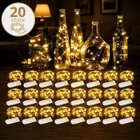 Feilicious LED Mini-Lichterkette – 20er Set, je 2 m, 20 LEDs, warmweiß, batteriebetrieben, Kupferdraht, E0217