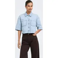 ONLY Jeansbluse "ONLCLEO LIFE SS CROP DNM SHIRT PIM NOOS" Baumwolle