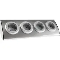 Chilitec 4-fach Steckdosenblock Edelstahl