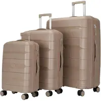 Avizar , 3-teiliges Hartschalen Kofferset 55-65-75 cm mit 4 Doppelrollen, Beige