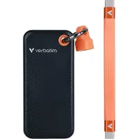 Verbatim Pocket SSD, 512 GB, USB Typ-C, 3.2 Gen 2 (3.1 Gen 2), 10000 MB/s, 10 Gbit/s, Schwarz, Orange