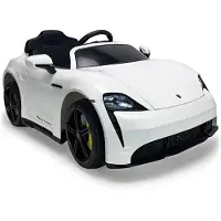 Injusa Porsche Taycan 12V Elektroauto für Kinder ab 3 Jahren – Luxus Kinderauto mit Licht & Sound weiß