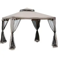 Northio Gartenpavillon 3X3X2,6M Pavillon Gartenzelt Mit 4 Seitenwänden, Wetterfest, Metall Polyester, Grau
