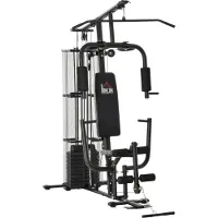 Northio Gym Kraftstation Fitnessstation Multigym Mit Gewichten, Latzug & Beincurl, Metall & PolyurethanKunstleder, Schwarz