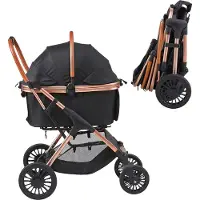 Vevor Hundebuggy 59x85x105cm Hundewagen 30kg Tragfähigkeit Faltbarer Hundetrolley Aluminium-Rahmen 800D Oxford-Gewebe Nylon-Netzfenster 4 PolyurethanRäder Hundebox