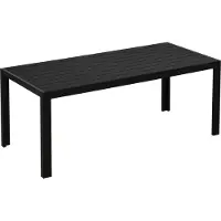 Northio Gartentisch Aluminium Tisch Garten Terrasse Holz-Kunststoff Polyholz Schwarz