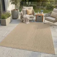 Carpet City Outdoor Teppich Wetterfest Balkon Terrasse Braun 60x110 cm - Modernes Streifen-Muster, Flachgewebe