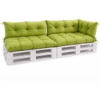 VBChome Palettenkissen 120x80 120x40 70x40 cm Europaletten Möbel Palettenauflage Garten 12 Farben mit Schaumstoffflocken Füllung Limettenfarbe 5-TLG