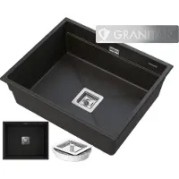 Granitan | Granitspüle EPIR 60 - Schwarz mit goldenen Glitzerpartikeln - Unterbau/Nebenkonstruktion - Elegantes Design