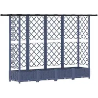 vidaXL Hochbeet mit Rankgitter und Dach Grau 202,5 x 40 x 121 cm PP