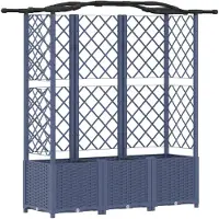 vidaXL Hochbeet mit Rankgitter und Dach Grau 163 x 40 x 138 cm PP