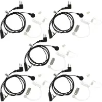 VHBW 5x Headset kompatibel mit Motorola GP88, GP300, GP73, GP600, GP68, CP040 Funkgerät - transparent, schwarz, Akustikschlauch