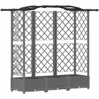vidaXL Hochbeet mit Rankgitter und Dach Hellgrau 163 x 40 x 123 cm PP